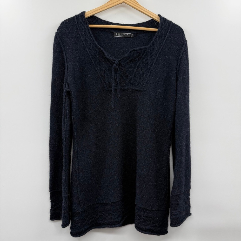 Peruvian Connection Alpaca Knit Sweater Size Medium blue Quiet Luxury